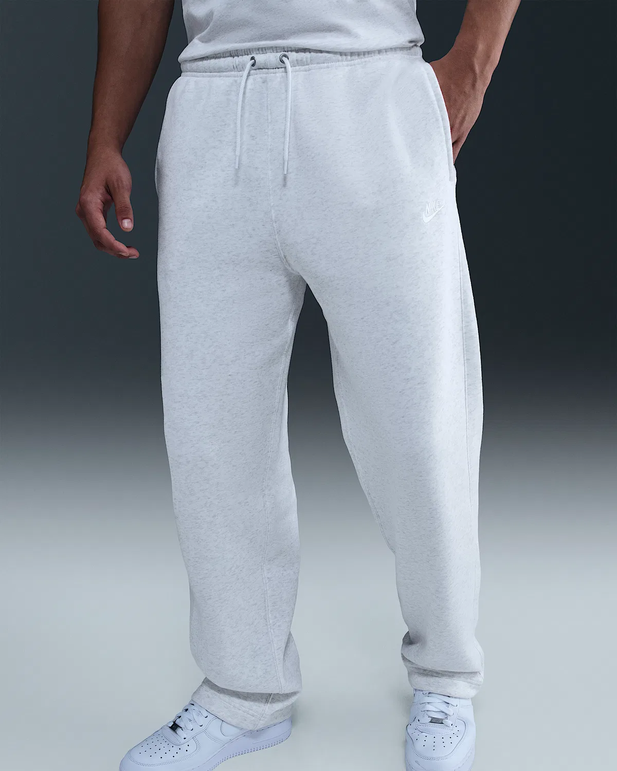 Мужские флисовые штаны Nike Sportswear Club, Birch Heather/White/White — фото 2