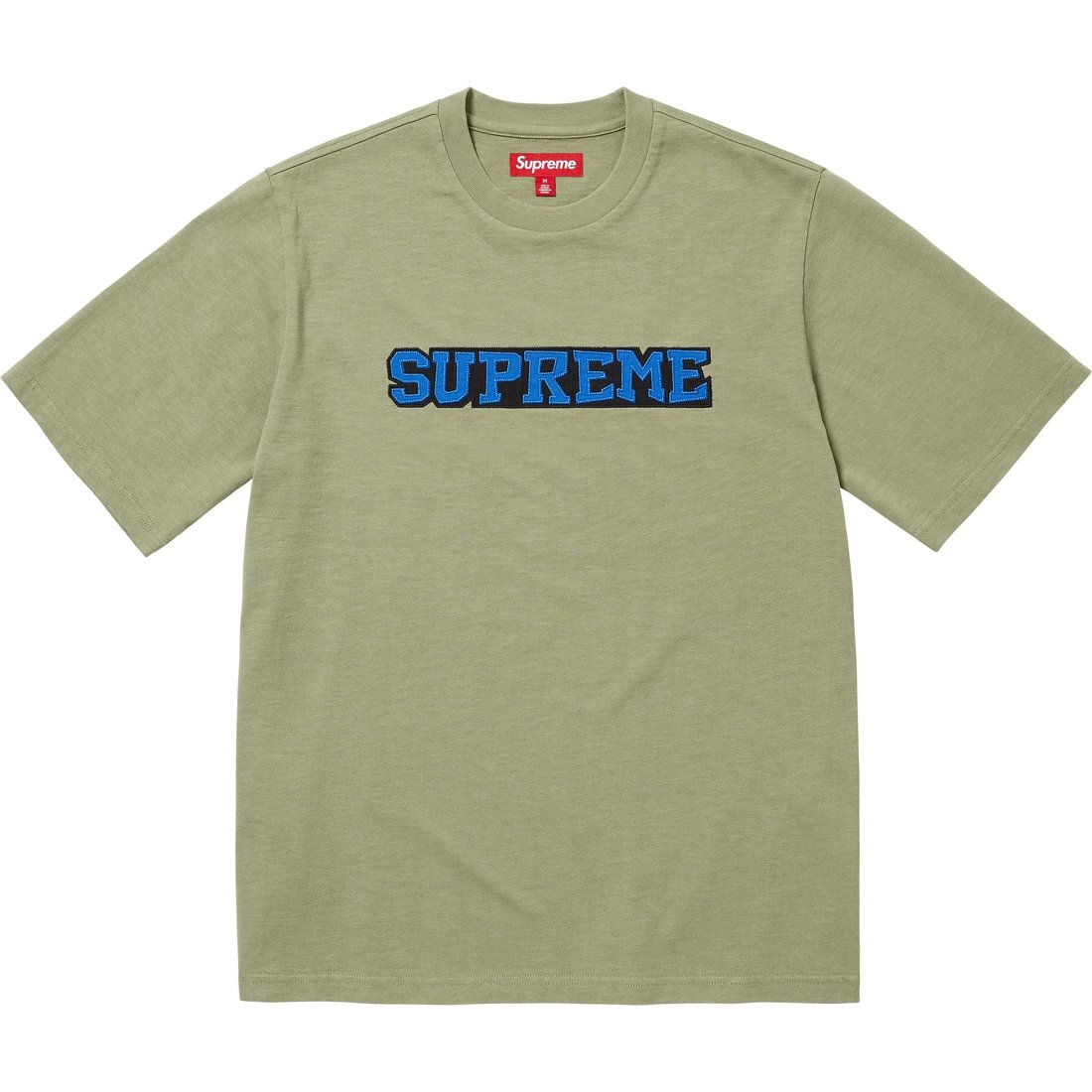 

Топ с коротким рукавом и сатиновой аппликацией Supreme, светло-оливковый