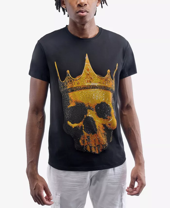 

Мужская футболка Crown Skull с пайетками HEADS OR TAILS, черный