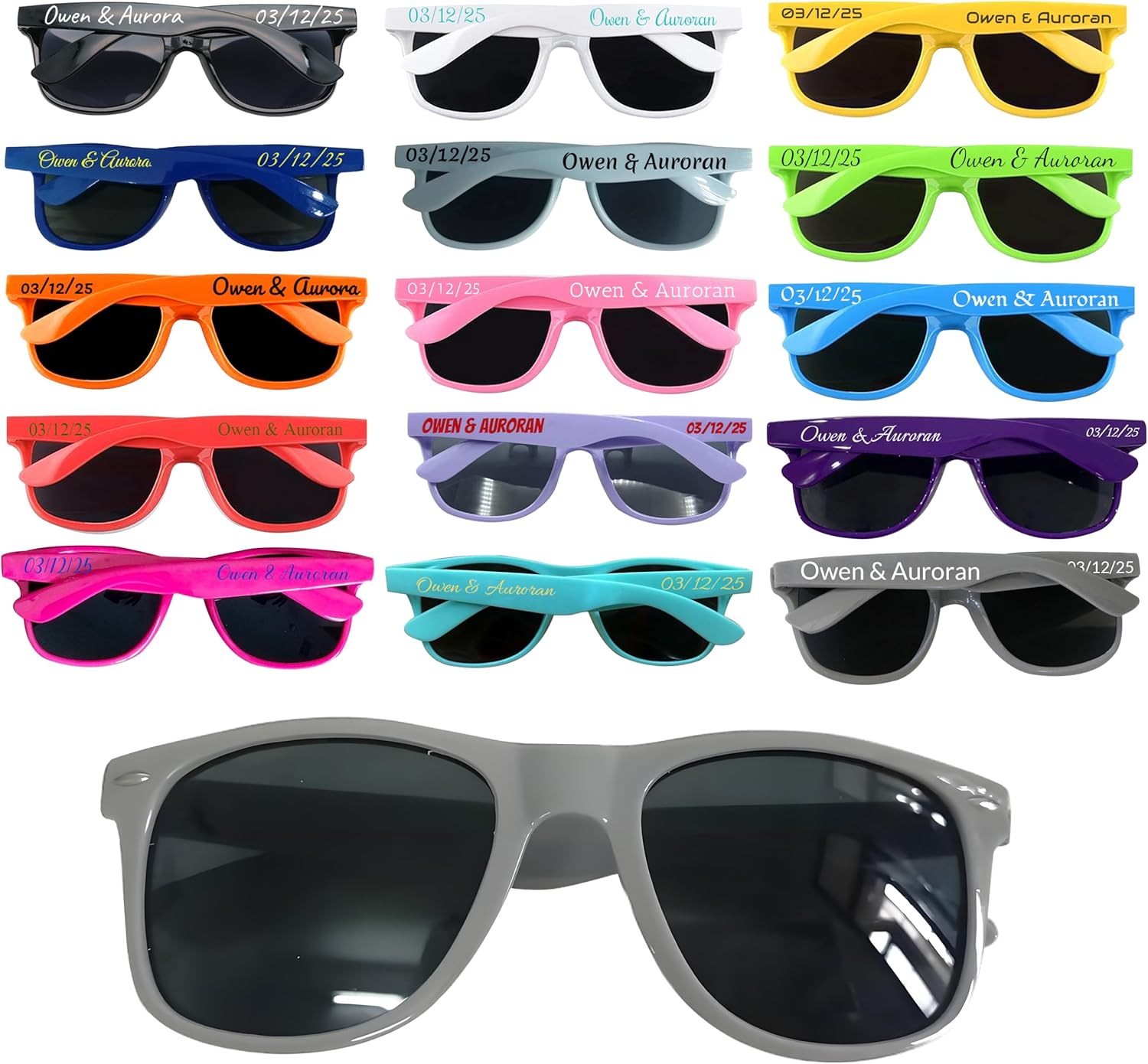 

Персонализированные праздничные очки, разноцветные тематические солнцезащитные очки, подарок для вечеринки, легкие солнцезащитные очки с нанесенным логотипом DFDG, Grey