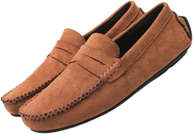 

Стильные и удобные мужские лоферы, прочная и противоскользящая повседневная обувь, с круглым носком и верхом из ПУ, мягкой подошвой, подходят для офиса и повседневной носки Hoalox, коричневый