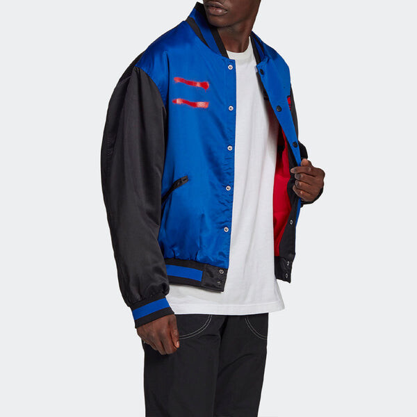 Куртка adidas originals Run-dmc Collegiate logo Printing Colorblock Jacket Blue, синий — фото 4