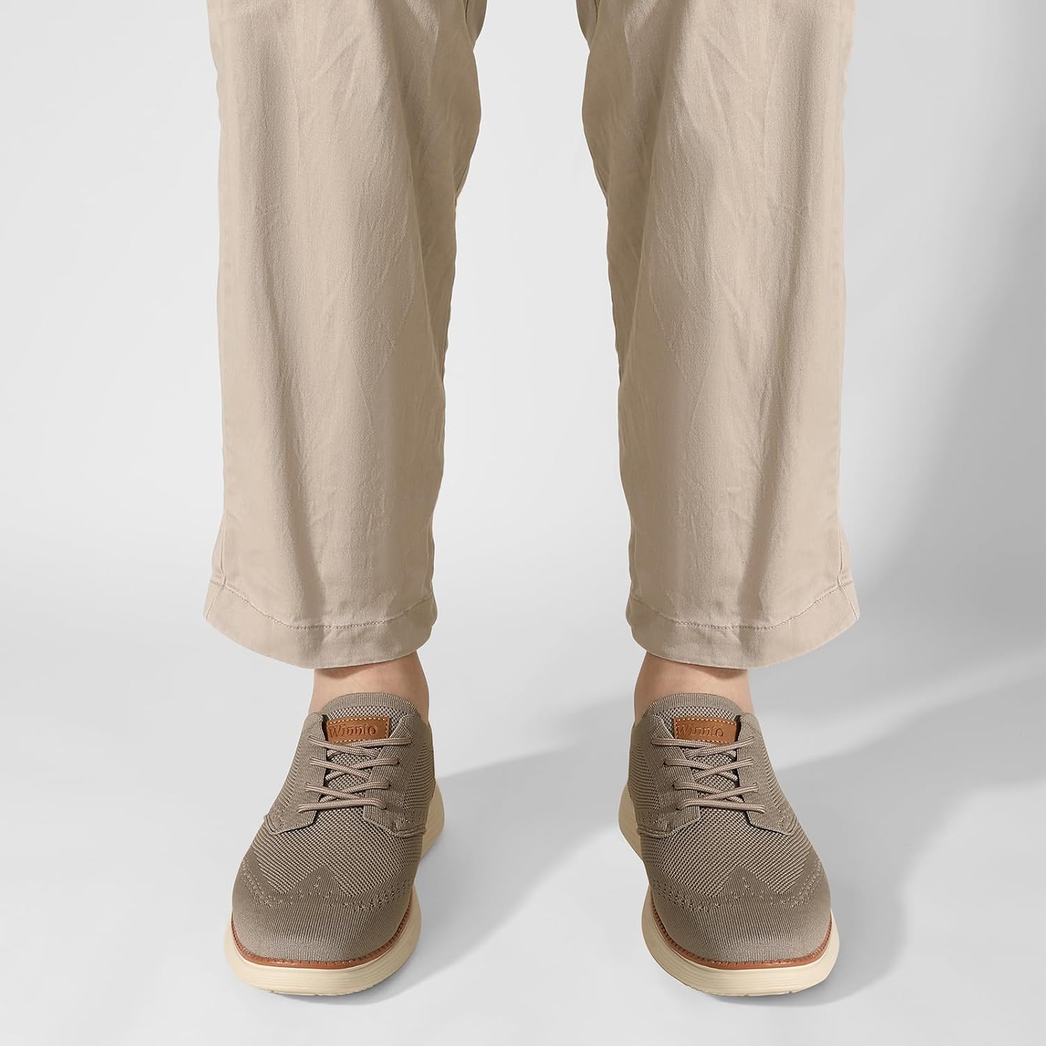 Мужские повседневные туфли Winnto Breeze, кроссовки с отделкой Oxfords, легкие мягкие модные сетчатые прогулочные туфли, хаки — фото 2