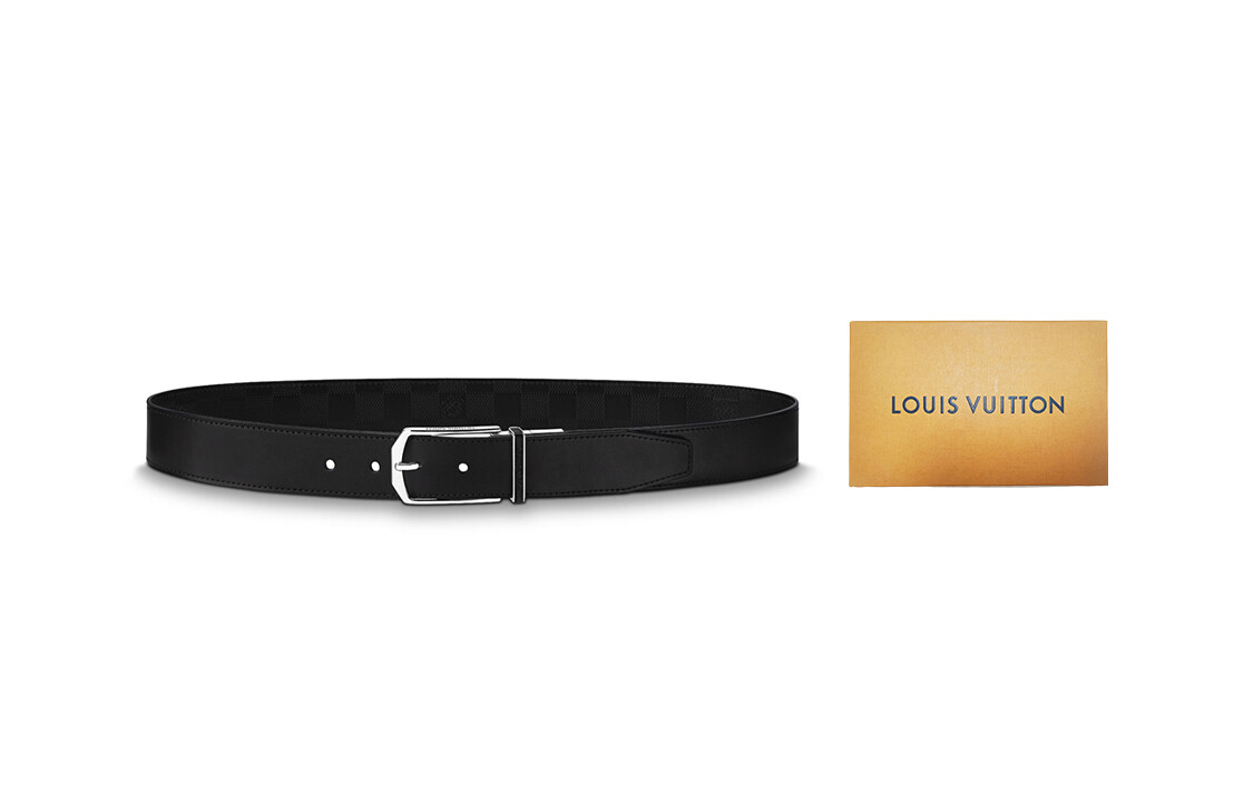 

LOUIS VUITTON Мужской кожаный ремень, Черный, в оригинальной коробке.