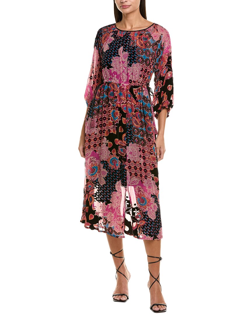 

Джонни Уэс Веррона Бернаут Миди-платье из бархата с шелком Johnny Was, розовый