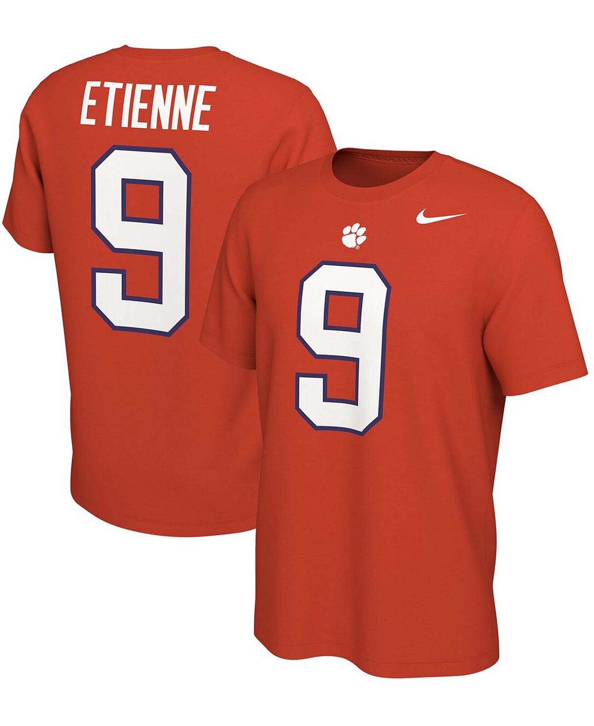 

Мужская футболка Travis Etienne Orange Clemson Tigers с именем и номером Nike
