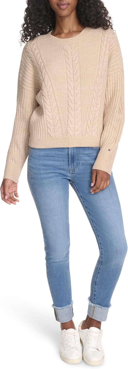 Женский однотонный свитер Bobbi с круглым вырезом Tommy Hilfiger, Light Fawn — фото 2