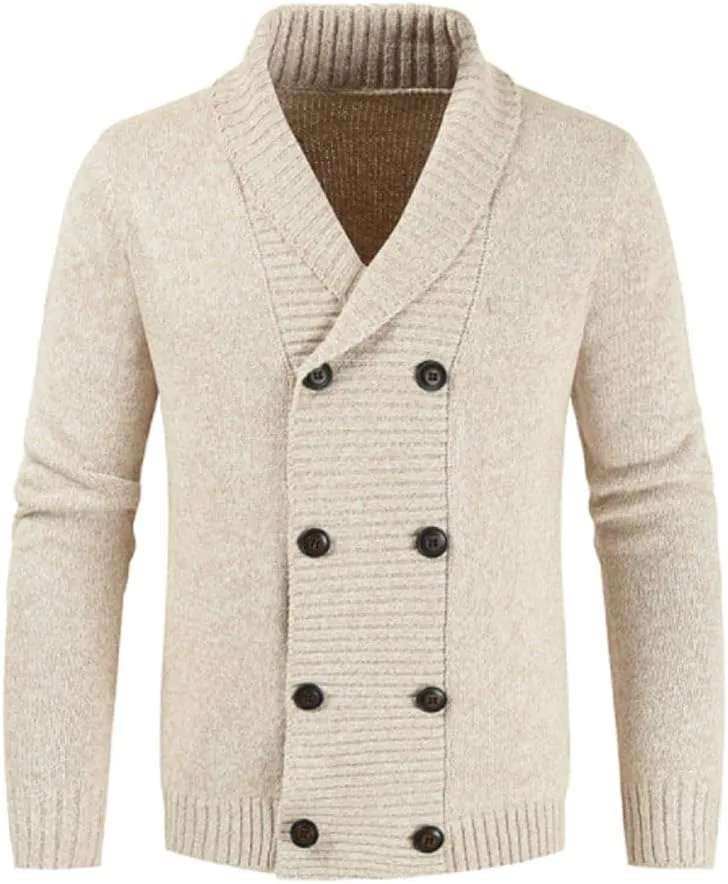 

Кардиган мужской HZCX FASHION с воротником-шалью, двубортный, с косой вязкой