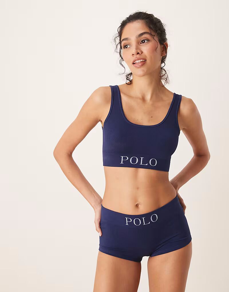

Бесшовные шорты в рубчик темно-синего цвета Polo Ralph Lauren