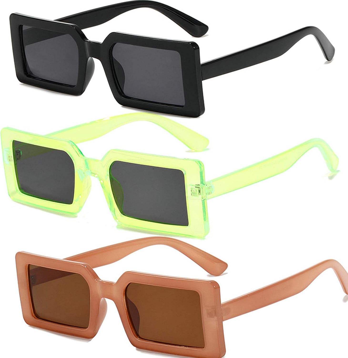 

Новые солнцезащитные очки 2020 года в квадратной оправе салатового цвета для женщин и мужчин. Модные солнцезащитные очки в прямоугольной оправе желтого цвета mincl, 3pcs-black&green Gray&brown