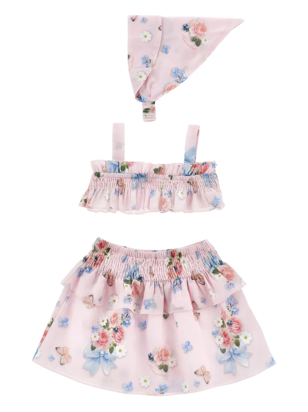 

Комплект с цветочным узором Monnalisa, розовый