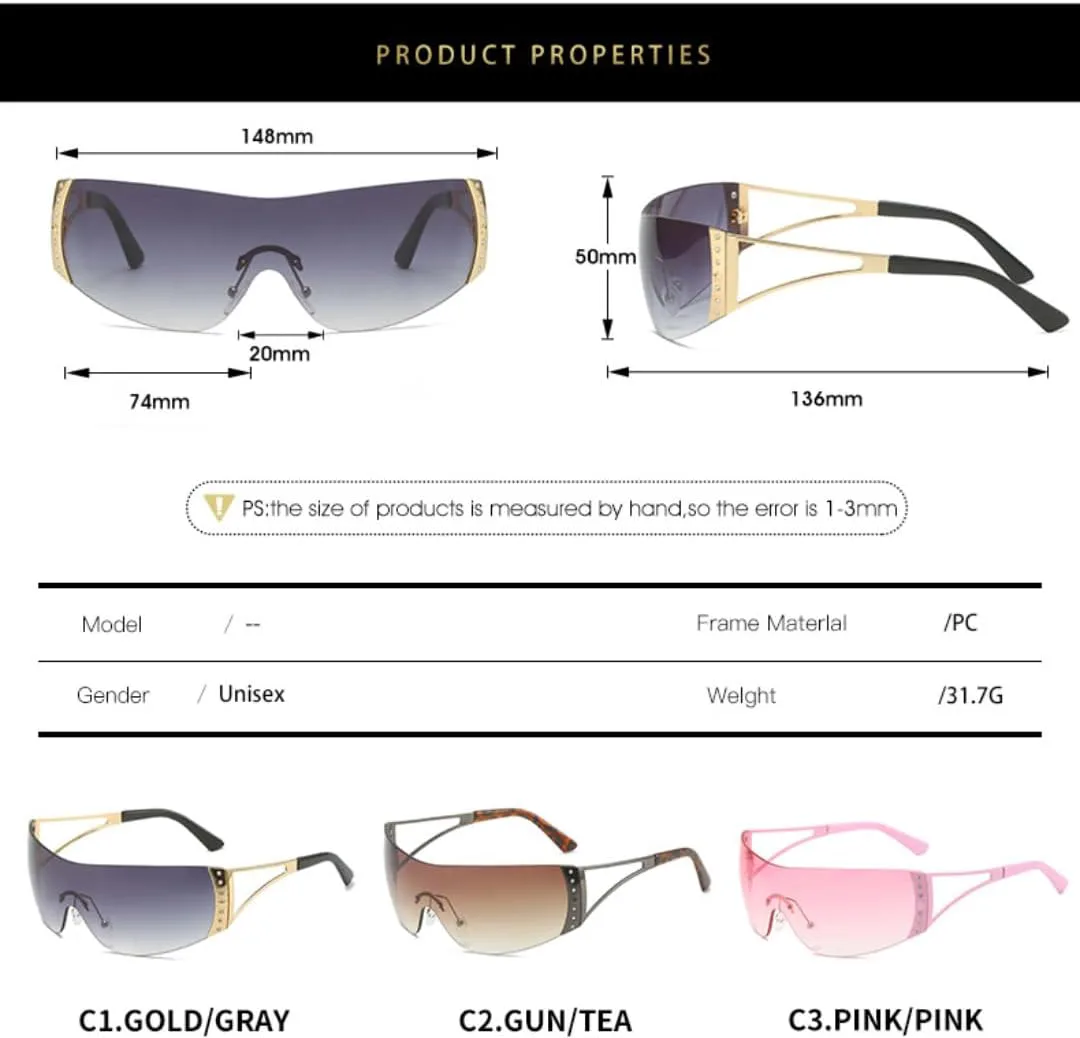 

Безободковые панк-солнцезащитные очки для женщин и мужчин, роскошные солнцезащитные очки с защитой от УФ-излучения UV400, модные очки VVTWSSW, Gradient Blue