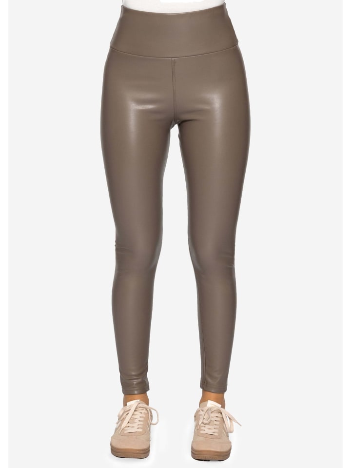 

SASSYCLASSY Термолеггинсы из искусственной кожи, бежевого цвета