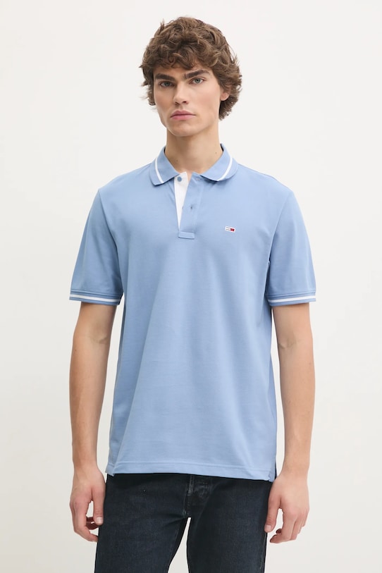 

Хлопковая поло Tommy Jeans, синий