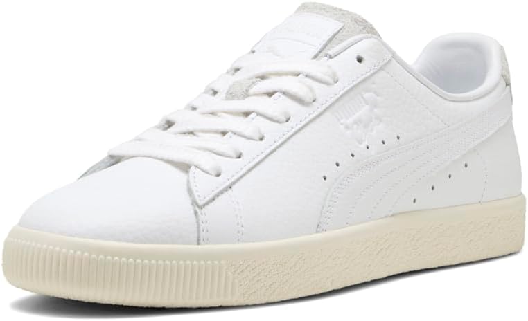 Мужские кроссовки PUMA Clyde Premium на шнуровке повседневные - белые — фото 2