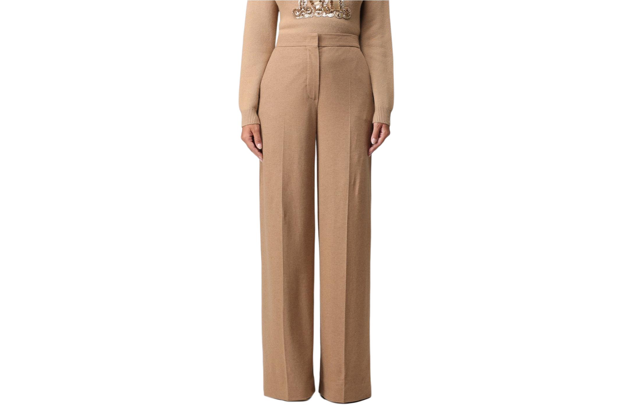 

Прямые брюки с высокой талией MaxMara, хаки