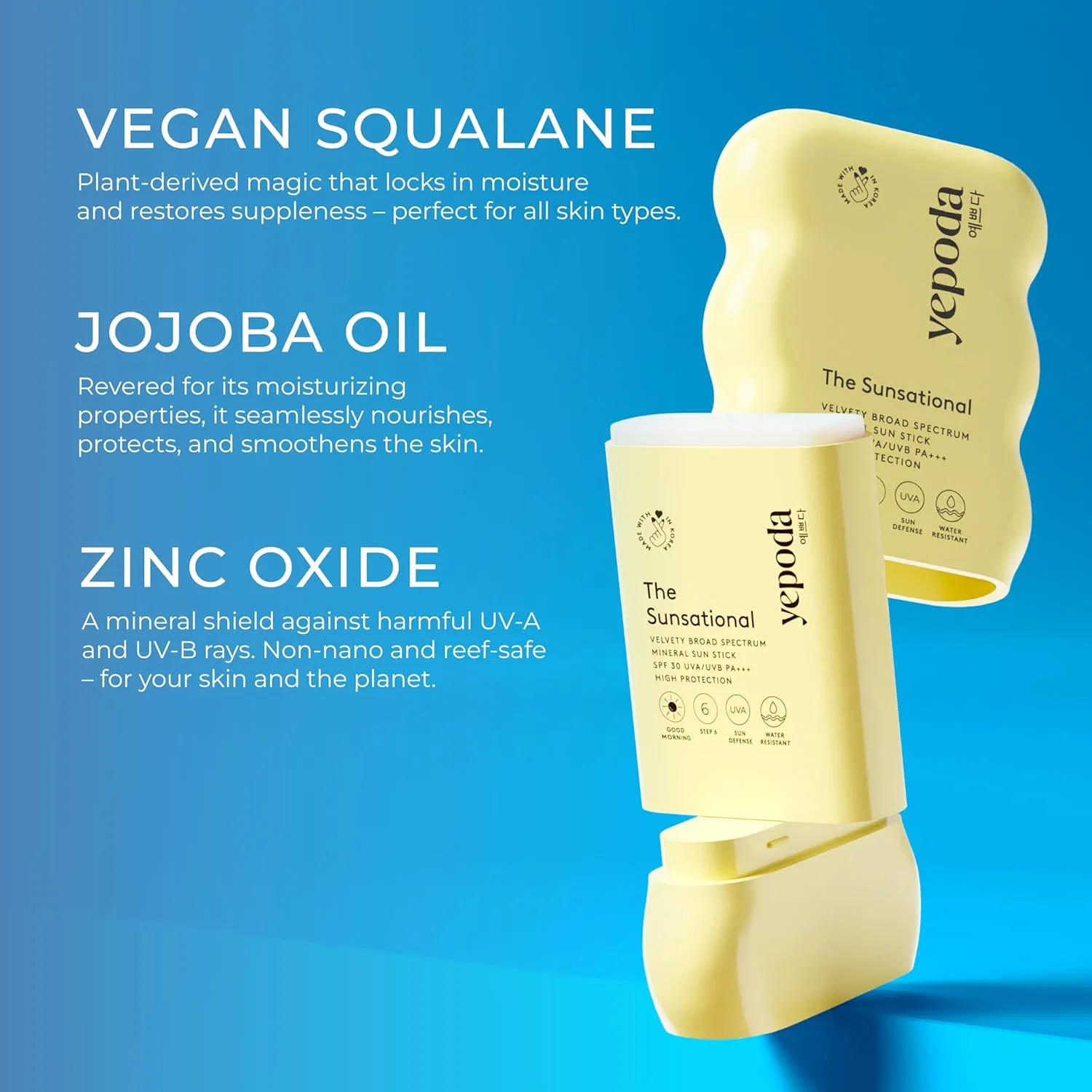 Минеральный солнцезащитный стик Yepoda The Sunsational SPF 30, 18.5 г Yepoda — фото 4