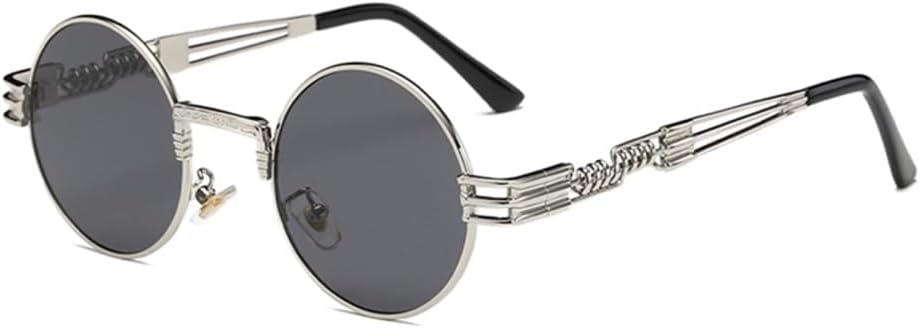 

Круглые солнцезащитные очки в стиле стимпанк для мужчин и женщин, металлические очки, винтажные солнцезащитные очки с защитой от УФ-излучения UV400 generic, Silver Frame Gray