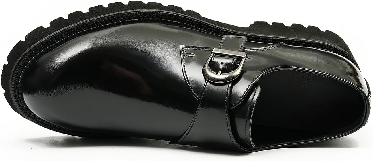 Мужские лоферы Santimon Loafers, формальные лакированные с пряжкой, модные лоферы для смокинга, свадьбы и делового стиля, повседневные мокасины, удобная обувь с толстой подошвой для ходьбы, черный — фото 3