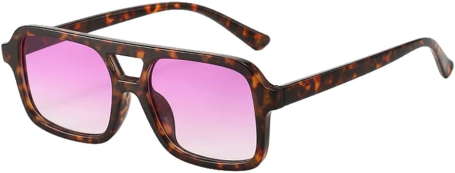 

LVTFCO Винтажные квадратные солнцезащитные очки для женщин в стиле ретро с леопардовым принтом, желтого цвета, с двойной перемычкой. Женские солнцезащитные очки, Leopard Purple