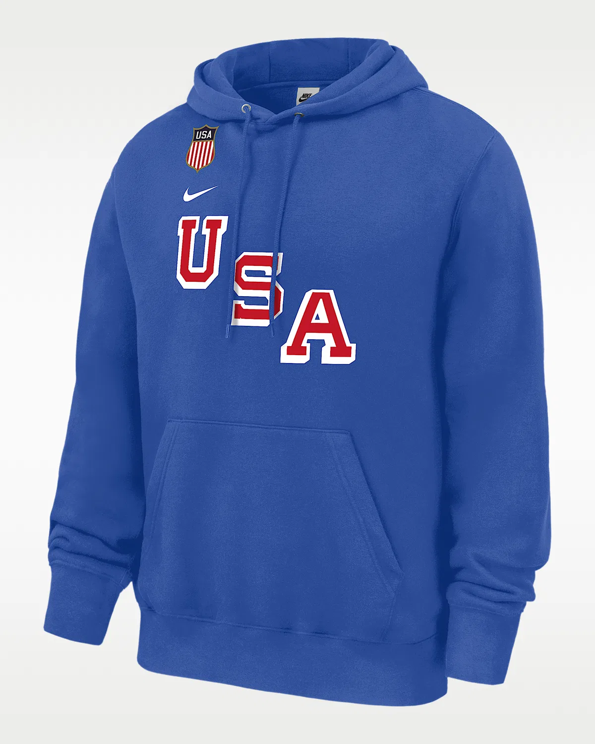 Мужская толстовка Nike Pullover Hoodie Connor Hellebuyck USA Club Fleece, Game Royal