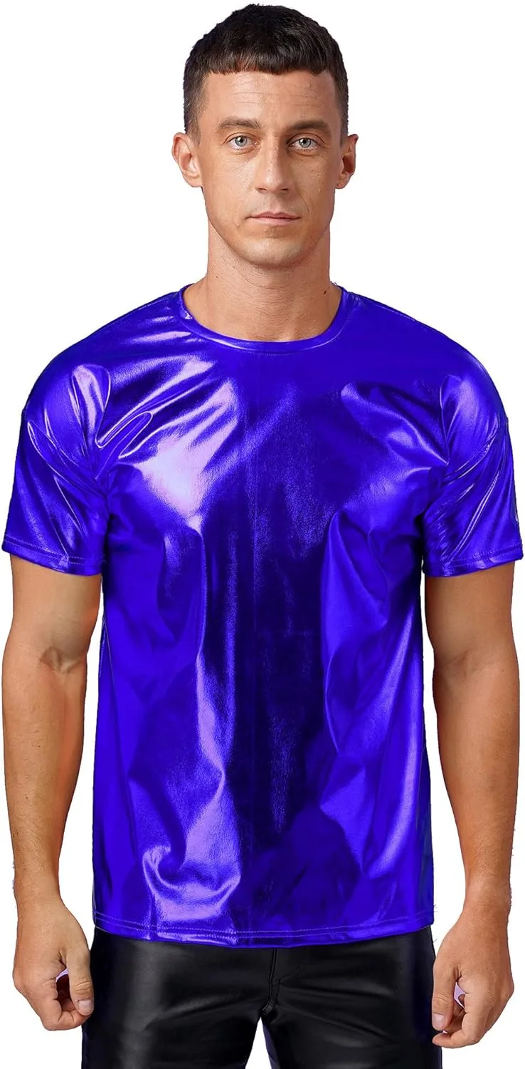 

Мужская блестящая металлическая футболка Holographic с круглым вырезом Manyakai