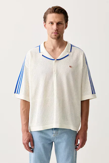 Рубашка из эластичного хлопка relaxed fit Adidas Originals, бежевый