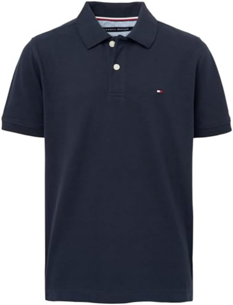 

Рубашка-поло Tommy Hilfiger для мальчиков с коротким рукавом из высококачественного пике, застежка на пуговицы, мягкая и удобная, Master Navy Stretch