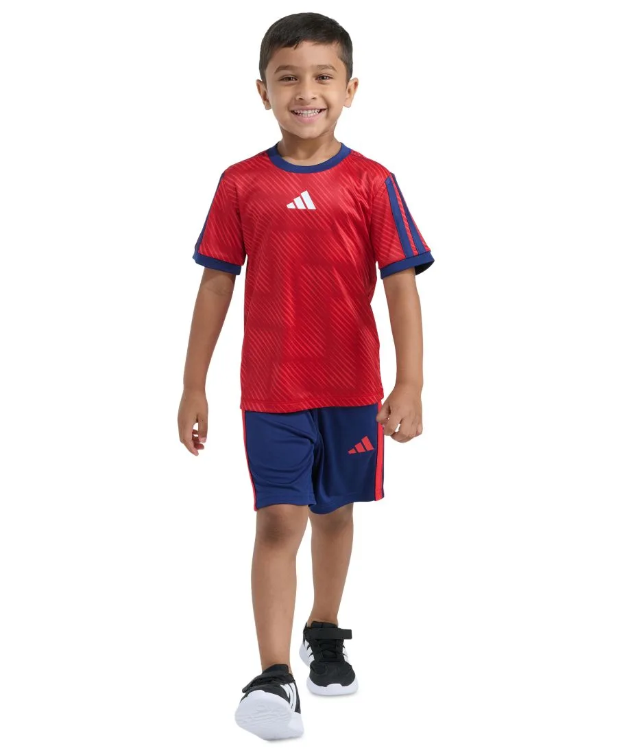Детский комплект из футболки и шорт с принтом (2T-7), размер 2T Adidas, bright красный/синий