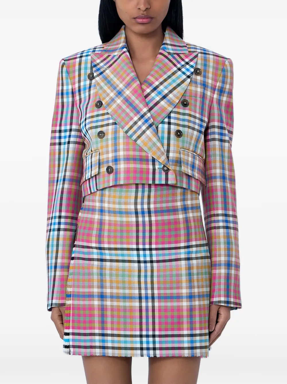 

Двубортный пиджак в клетку Vivienne Westwood, розовый