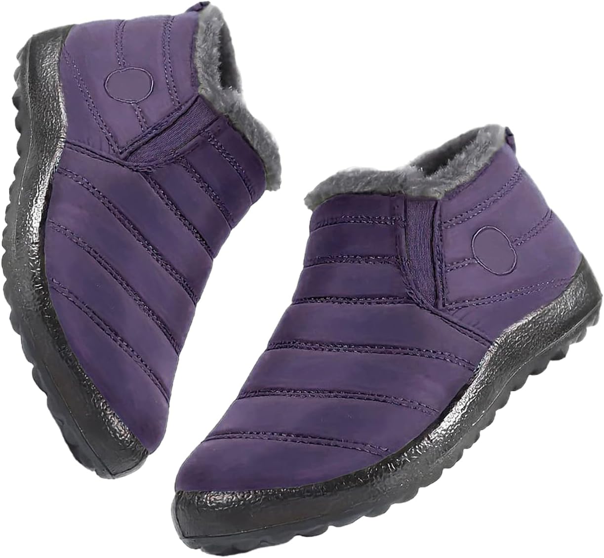 

Женские зимние теплые ботинки с меховой подкладкой, водонепроницаемые, без застежек, нескользящие, легкие и удобные, для прогулок на открытом воздухе Generic, фиолетовый