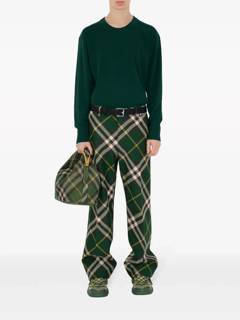 Джемпер Burberry Шерстяной с контрастной строчкой, зеленый — фото 2