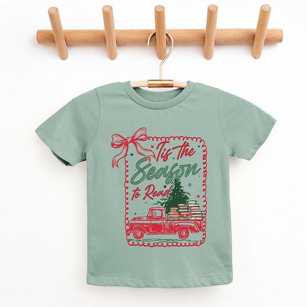 Футболка с принтом "Tis the season to read red truck" The Juniper Shop, Seafoam — фото 2