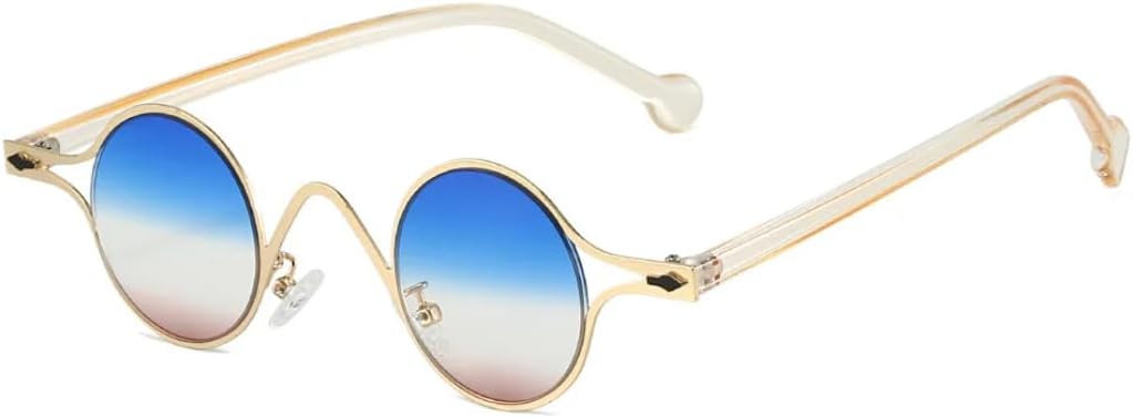 

Солнцезащитные очки с защитой UV400 | Металлическая оправа, панк, маленькие круглые | для женщин и мужчин, для занятий спортом на открытом воздухе и вождения DSVIGF, C5 Blue Brown