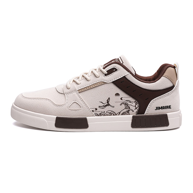 

King Jinmai Скользоустойчивые мужские скейтерские кеды низкие бежево-коричневые, цвет Beige Brown