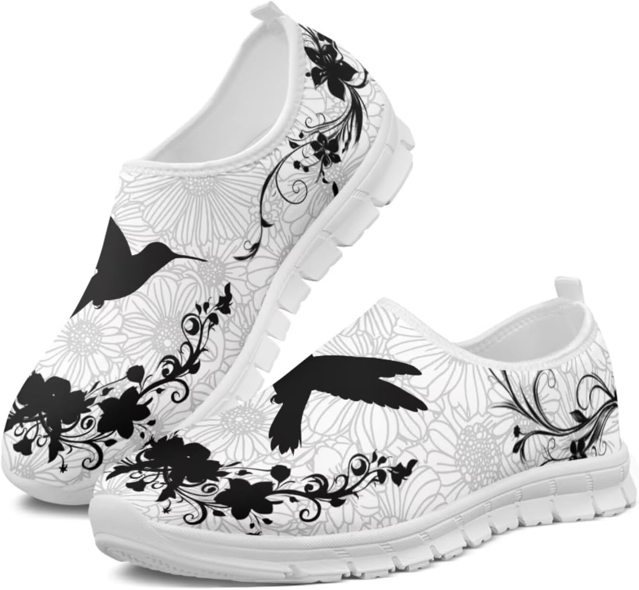 

Мужские и женские слипоны Howilath с цветочным принтом бохо, с животным узором, повседневные лоферы, кроссовки для бега, модная обувь с антискользящей подошвой, Boho Flower Hummingbirds