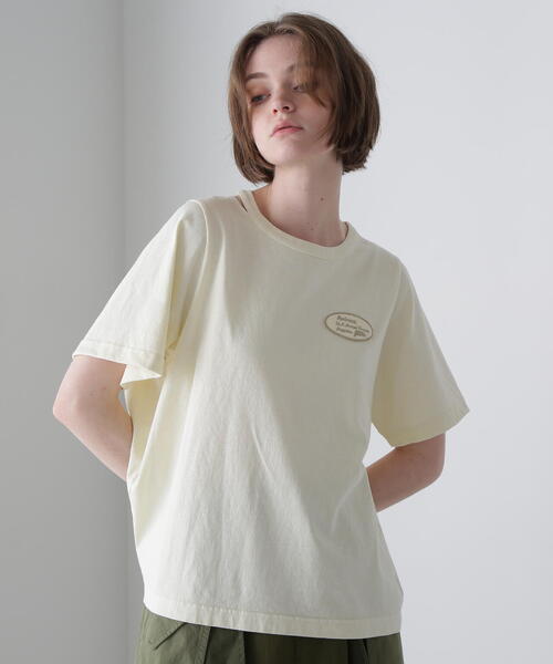 

Футболка с открытым воротником и эффектом потертости AVIREX, цвет слоновая кость