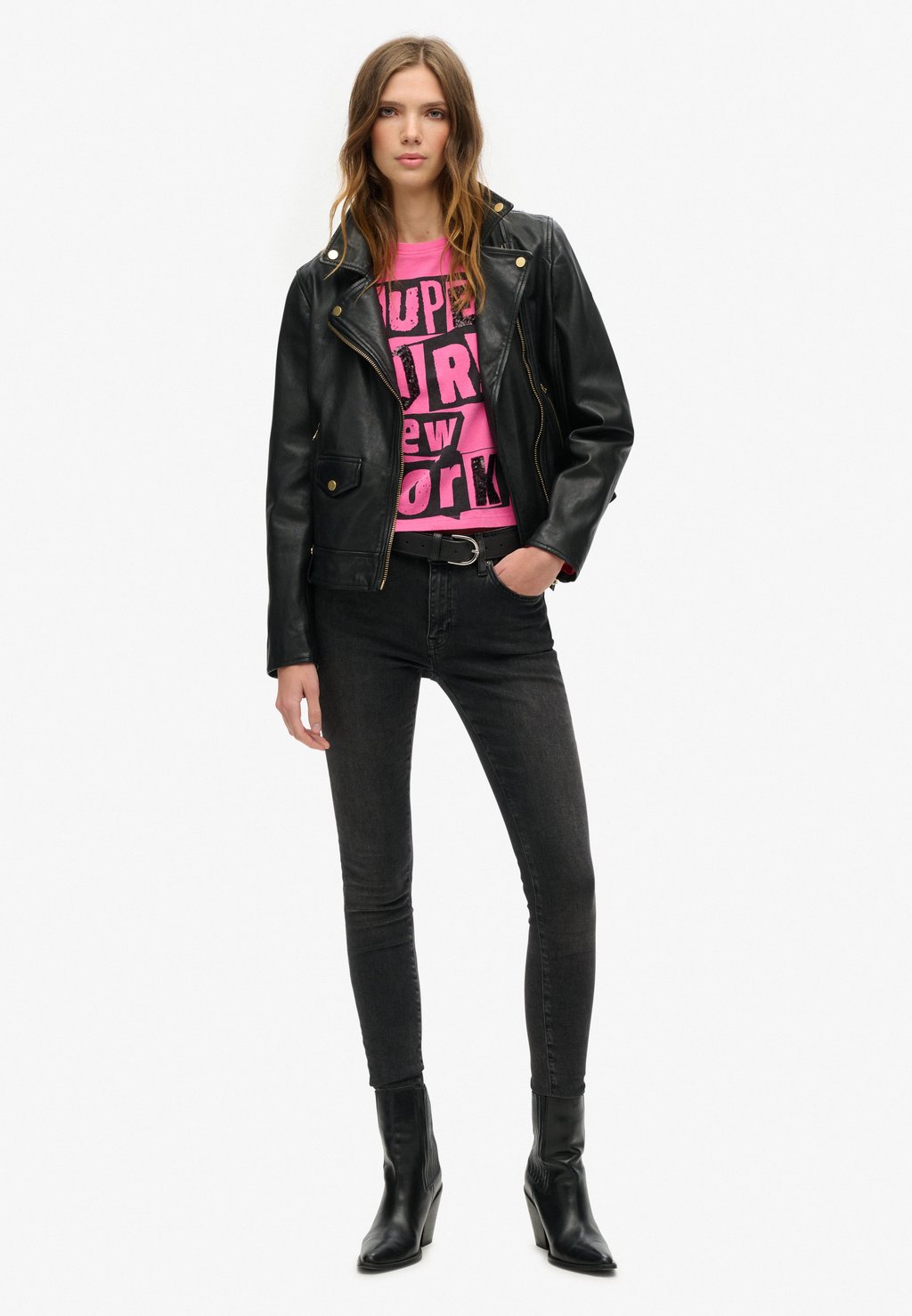 

Футболка с принтом EMBELLISHED CAP SLEEVE Superdry, розовый