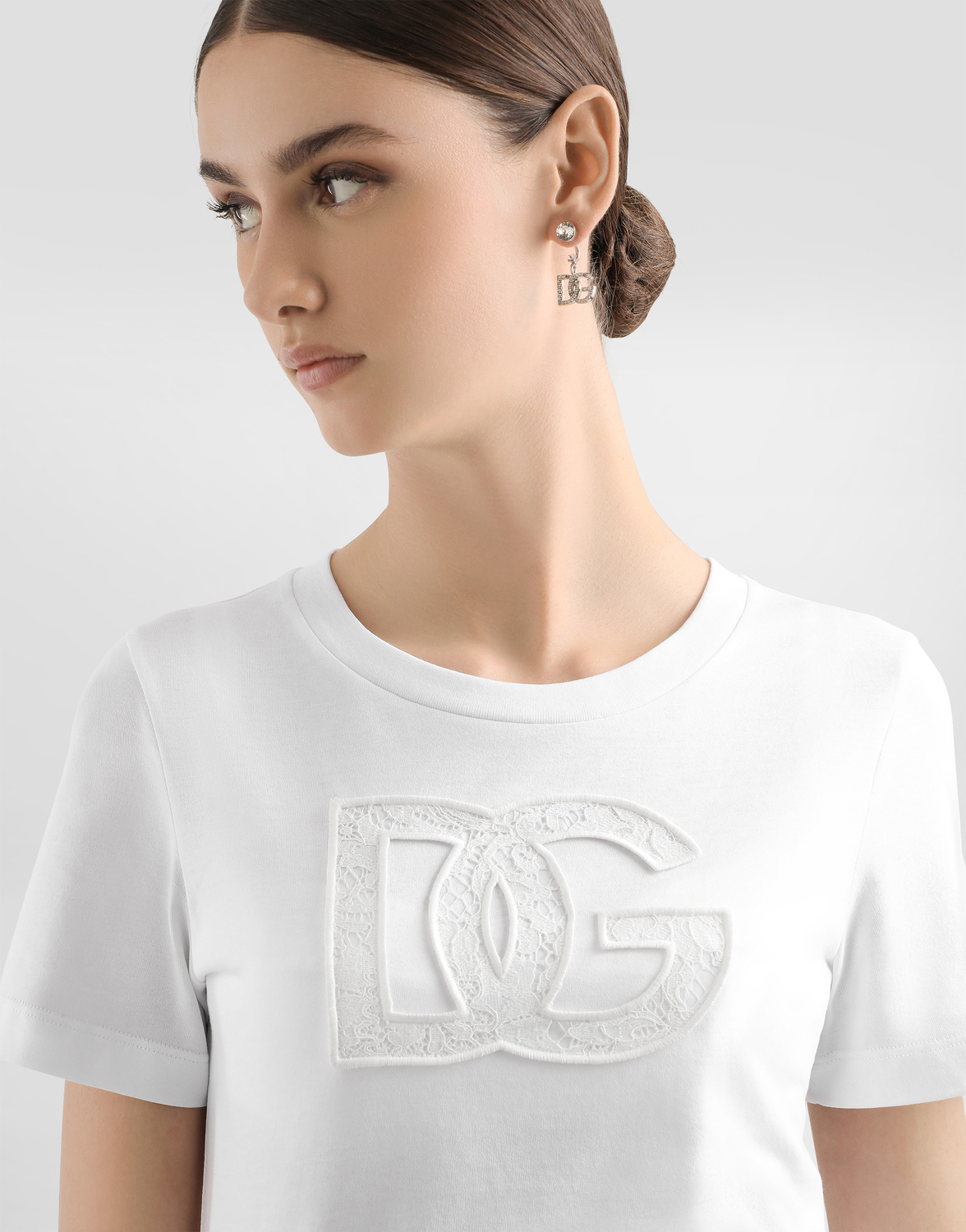 Футболка из джерси с нашивкой логотипа dg Dolce & Gabbana, белый — фото 4