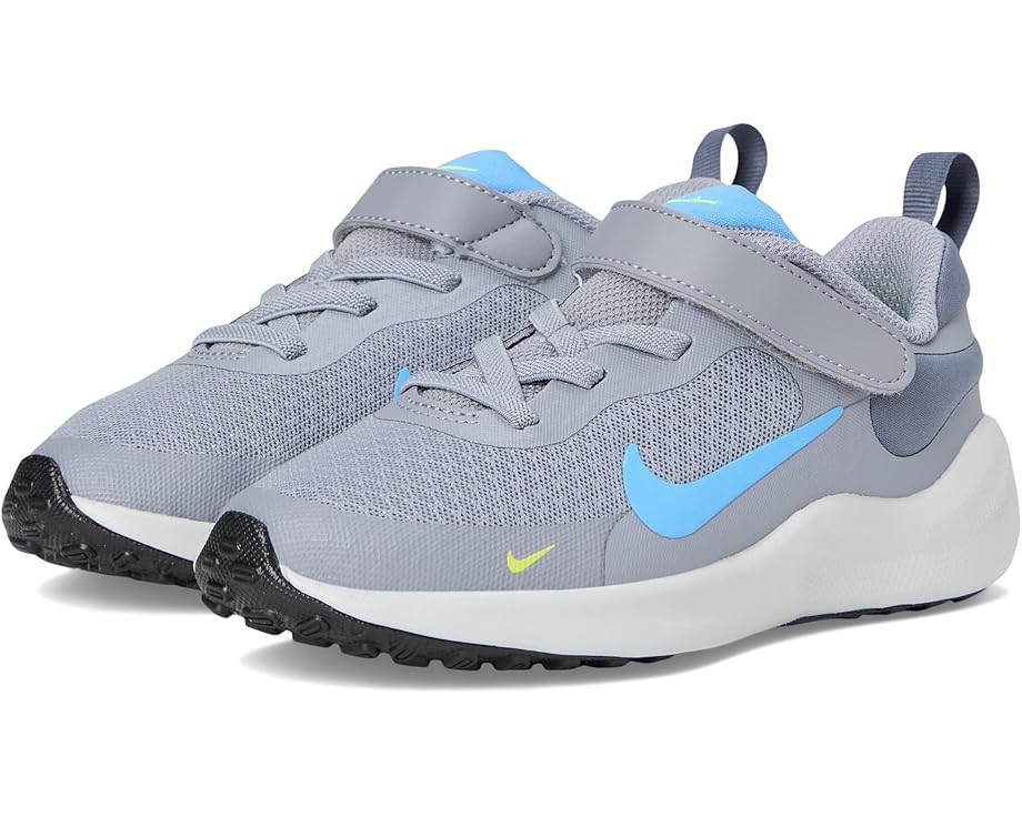 

Детские кроссовки Nike Revolution 7 (Toddler/Little Kid) Nike Kids, Cement Grey/University Blue/Light Carbon