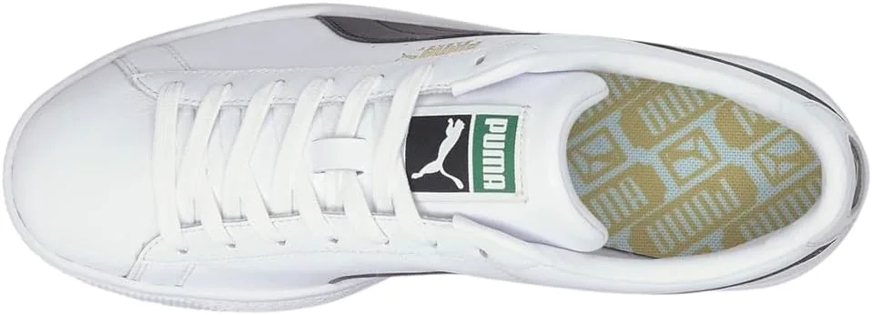 Мужские кроссовки PUMA Basket Classic XXI с шнуровкой для повседневной носки - белые, белый/черный — фото 2