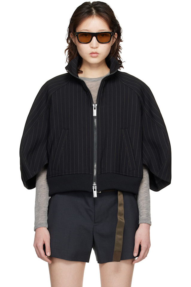 

Sacai Черная саржевая куртка-бомбер