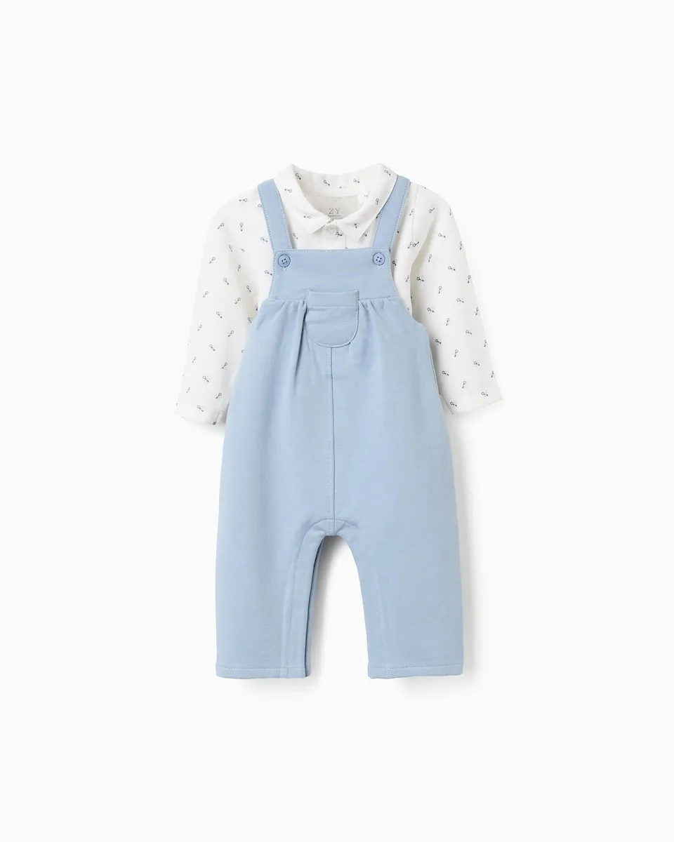 

Комплект для мальчика с кнопками и узором Zippy, светло-голубой