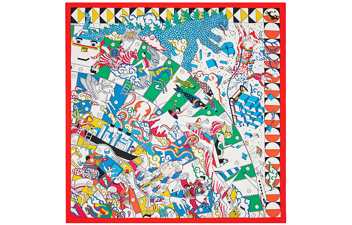 

HERMES Шёлковый платок, Red