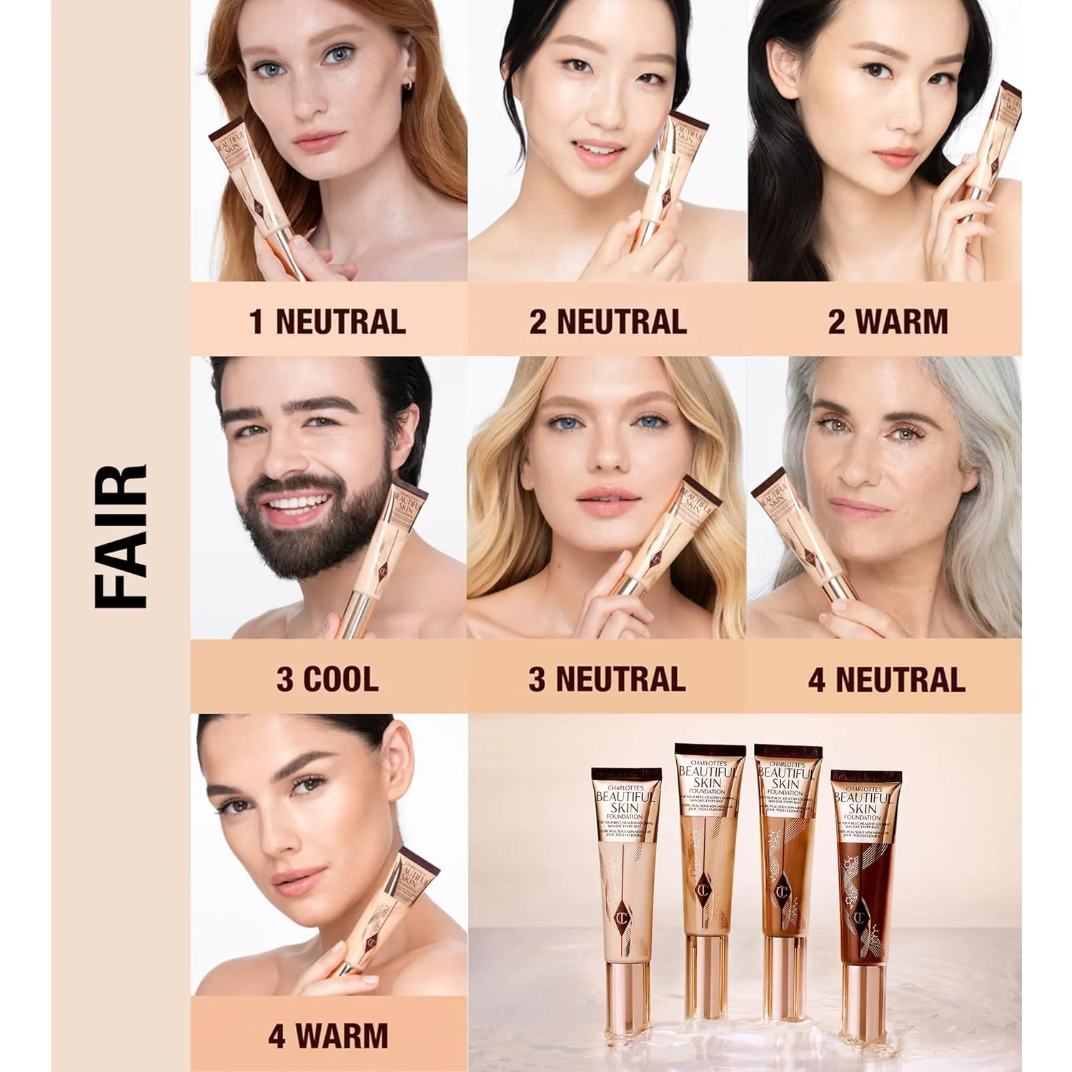 Charlotte Tilbury Beautiful Skin тональный крем среднего покрытия с увлажняющим эффектом - жидкая косметика для сияния, увлажнения и ухода за кожей, 04 Neutral - Fair with neutral undertones — фото 3