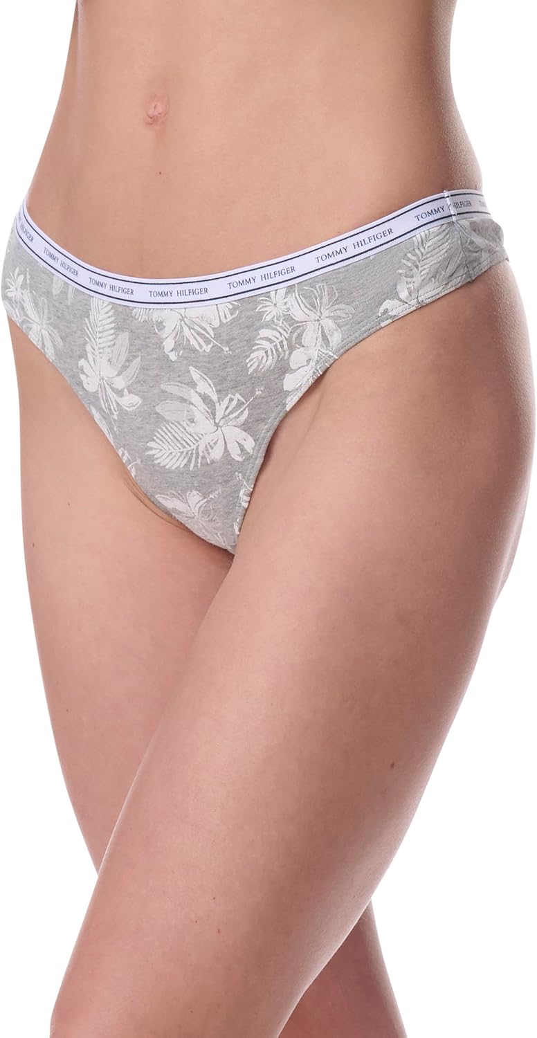 Женские классические хлопковые стринги Tommy Hilfiger с логотипом, 5 шт., Geo/Blue/Pink/White/Palm — фото 4