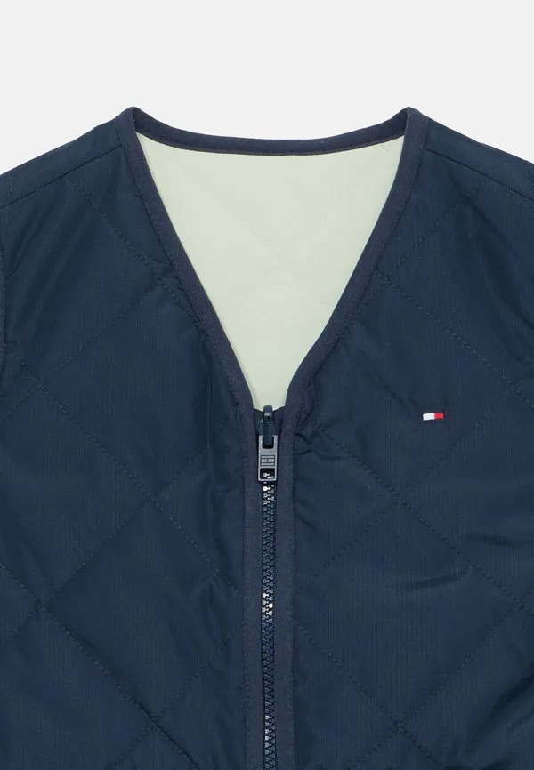 Двусторонний стеганый жилет из смешанных тканей. Tommy Hilfiger, Dark Night Navy/Misty Sage — фото 4