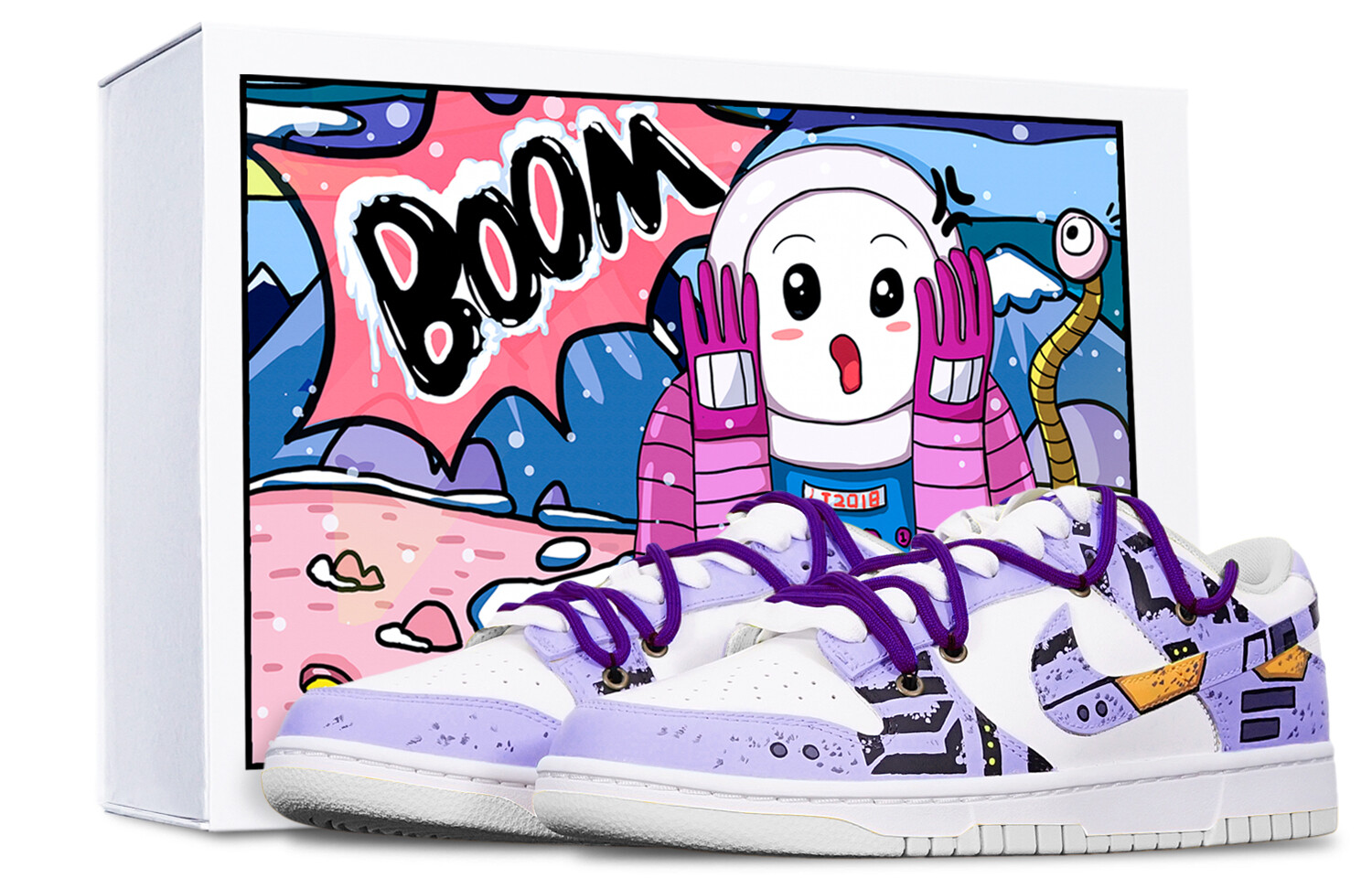 

Кроссовки Nike Dunk Skateboard Shoes Women's Low-Top Purple White/Black