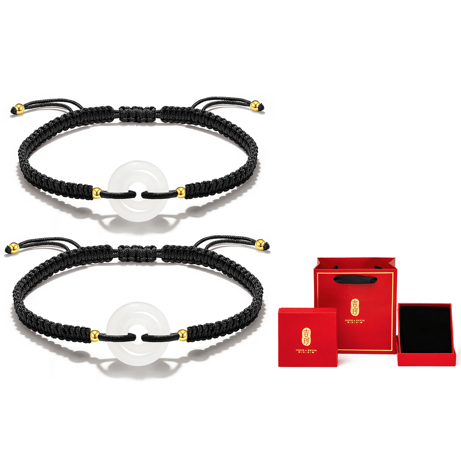 

Jodie＆Kevin Браслет из халцедона Jodie&Kevin на черном шнуре унисекс