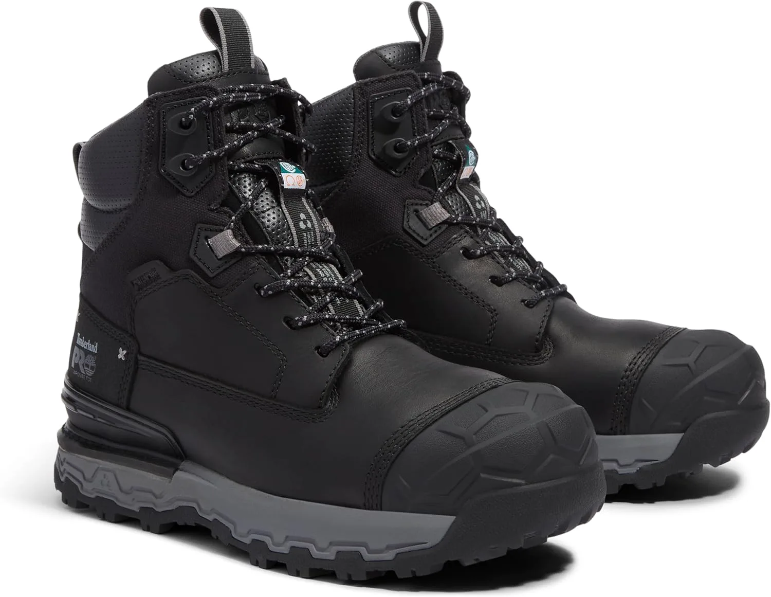 Мужские ботинки Timberland PRO 6 Boondock Ultralight с композитным носком, водонепроницаемые и противоскользящие, черный/серый — фото 2